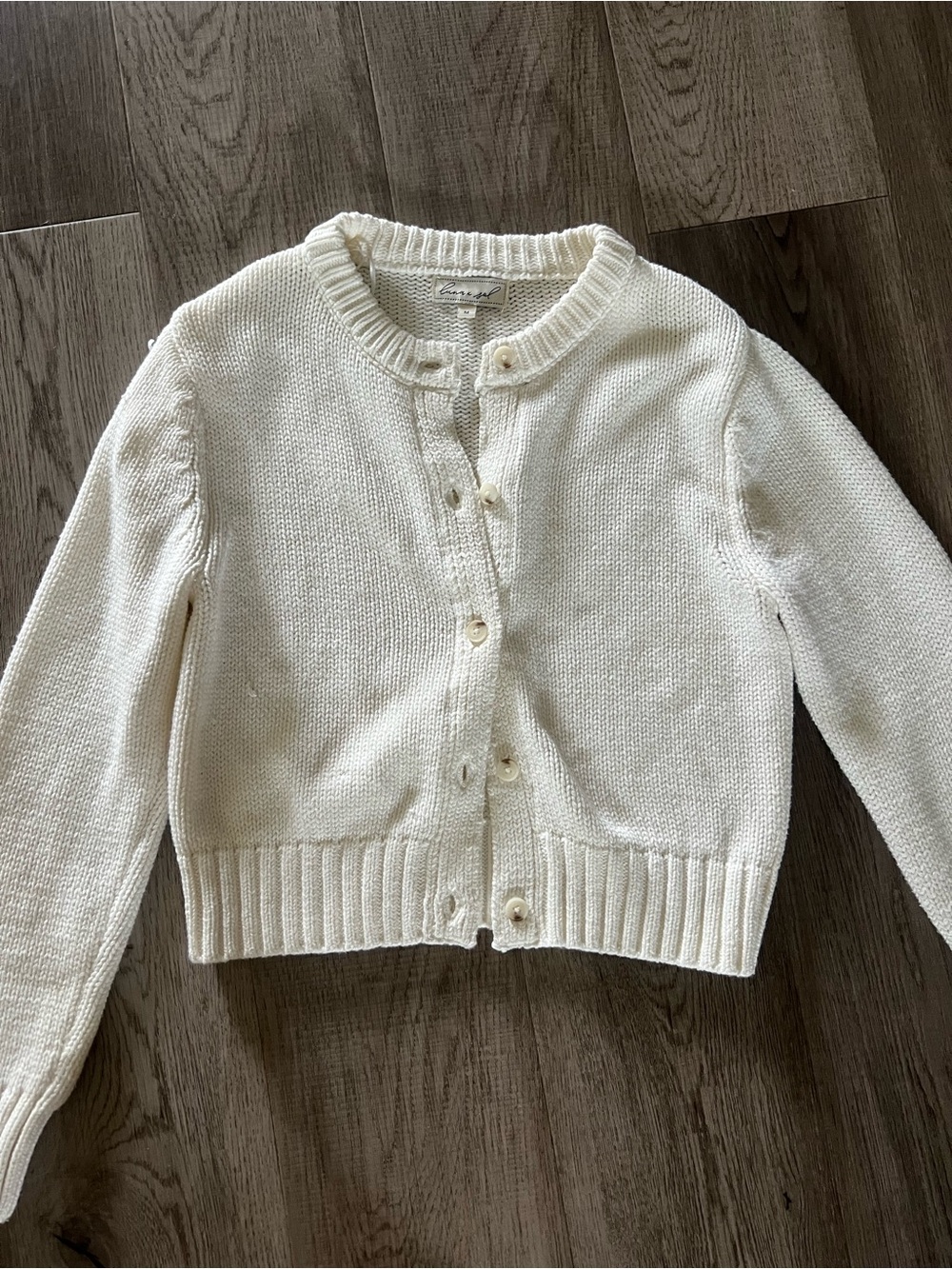 Classic Cream Knit Button-Front Cardigan Sweater